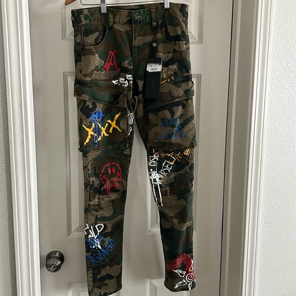 NWT Decibel Camo Graphic Denim Cargo Pants Men’s Size 30x32